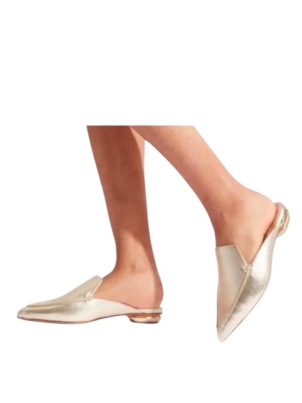 Minimalist Mule Slide Leather Shoes Nicholas Kirkwood Beya Metallic Gold